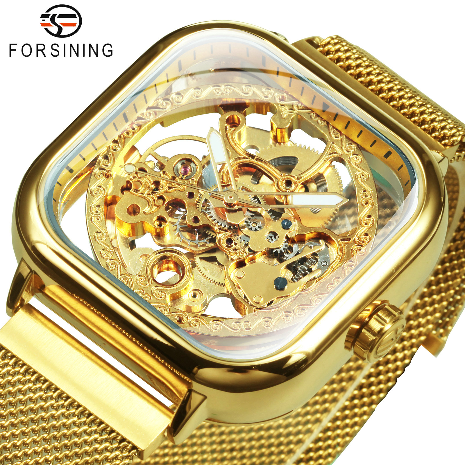 Forsining Luxury Square Skelet - Stainless Mesh Band avis et prix