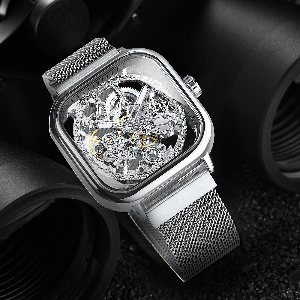 Forsining Luxury Square Skelet - Stainless Mesh Band avis et prix