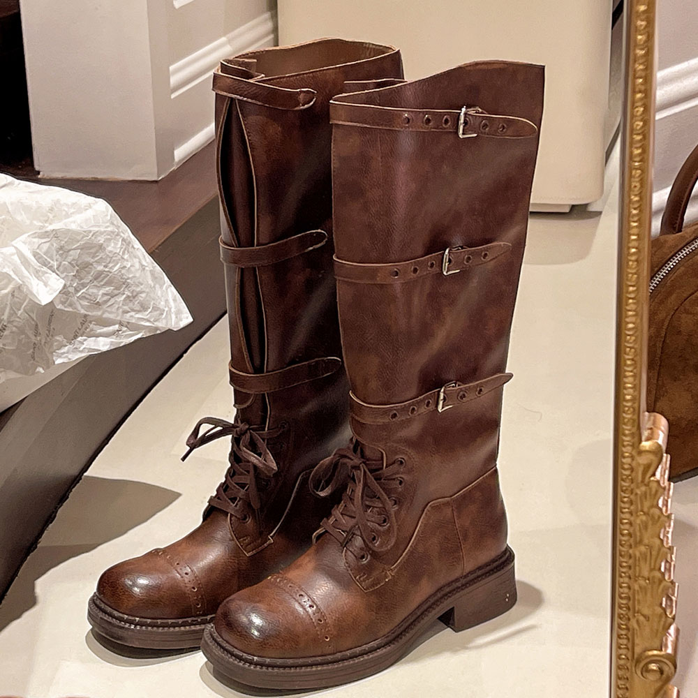 Women's Knee High Boots Vintag - Leather Classic Strap avis et prix