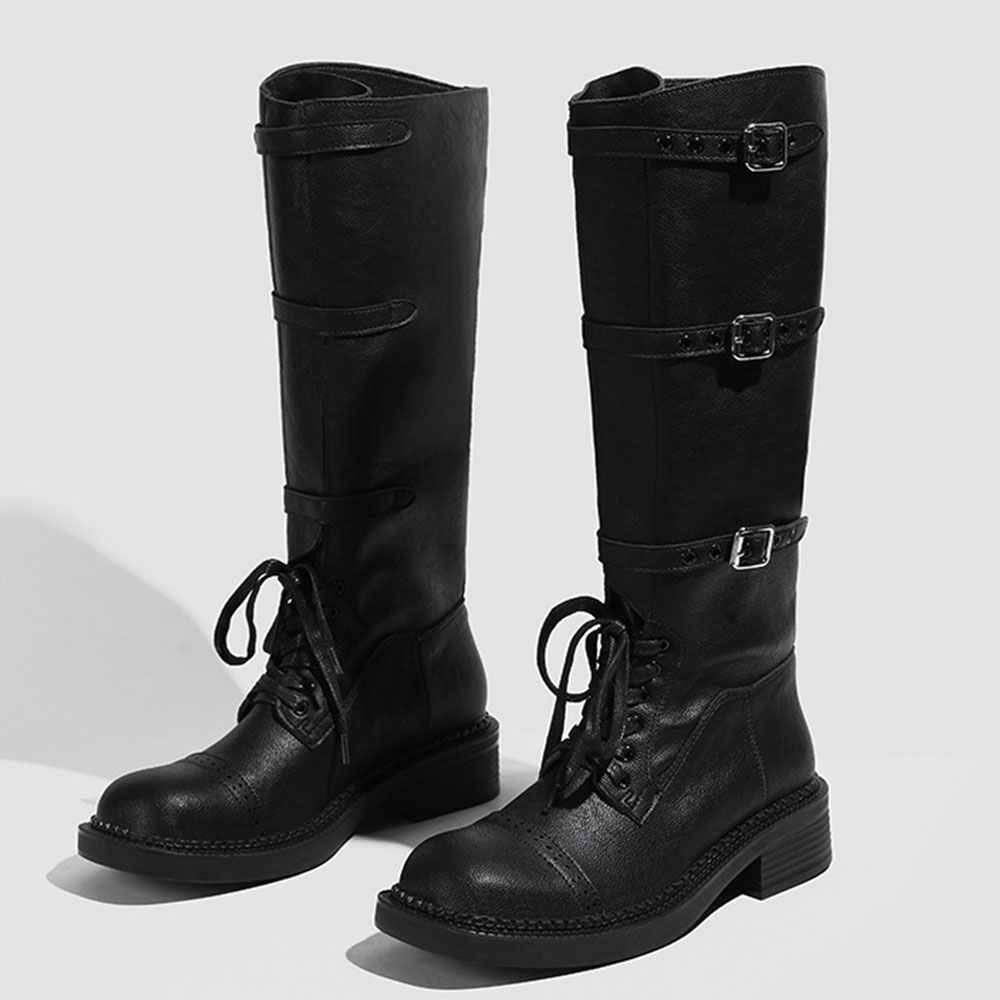 Women's Knee High Boots Vintag - Leather Classic Strap avis et prix