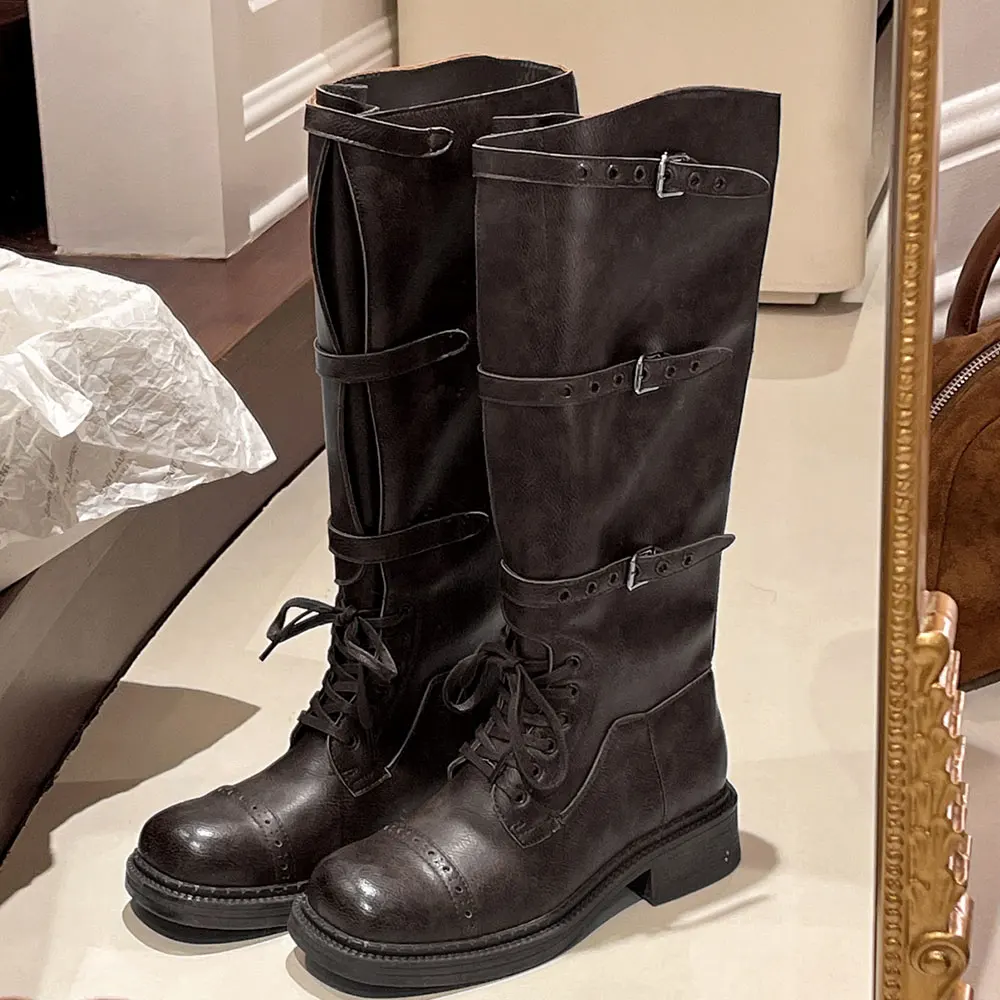 Women's Knee High Boots Vintag - Leather Classic Strap avis et prix