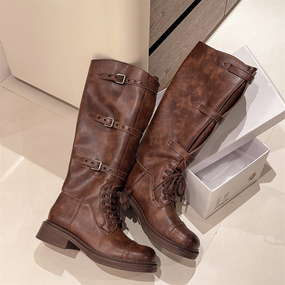 Women's Knee High Boots Vintag - Leather Classic Strap avis et prix