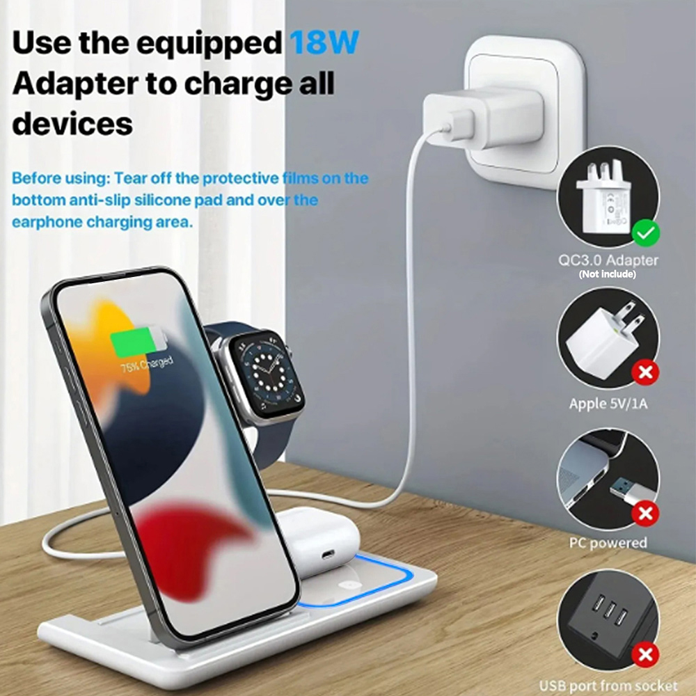 15W 3 in 1 Wireless Charger St - Watch Charging Dock avis et prix