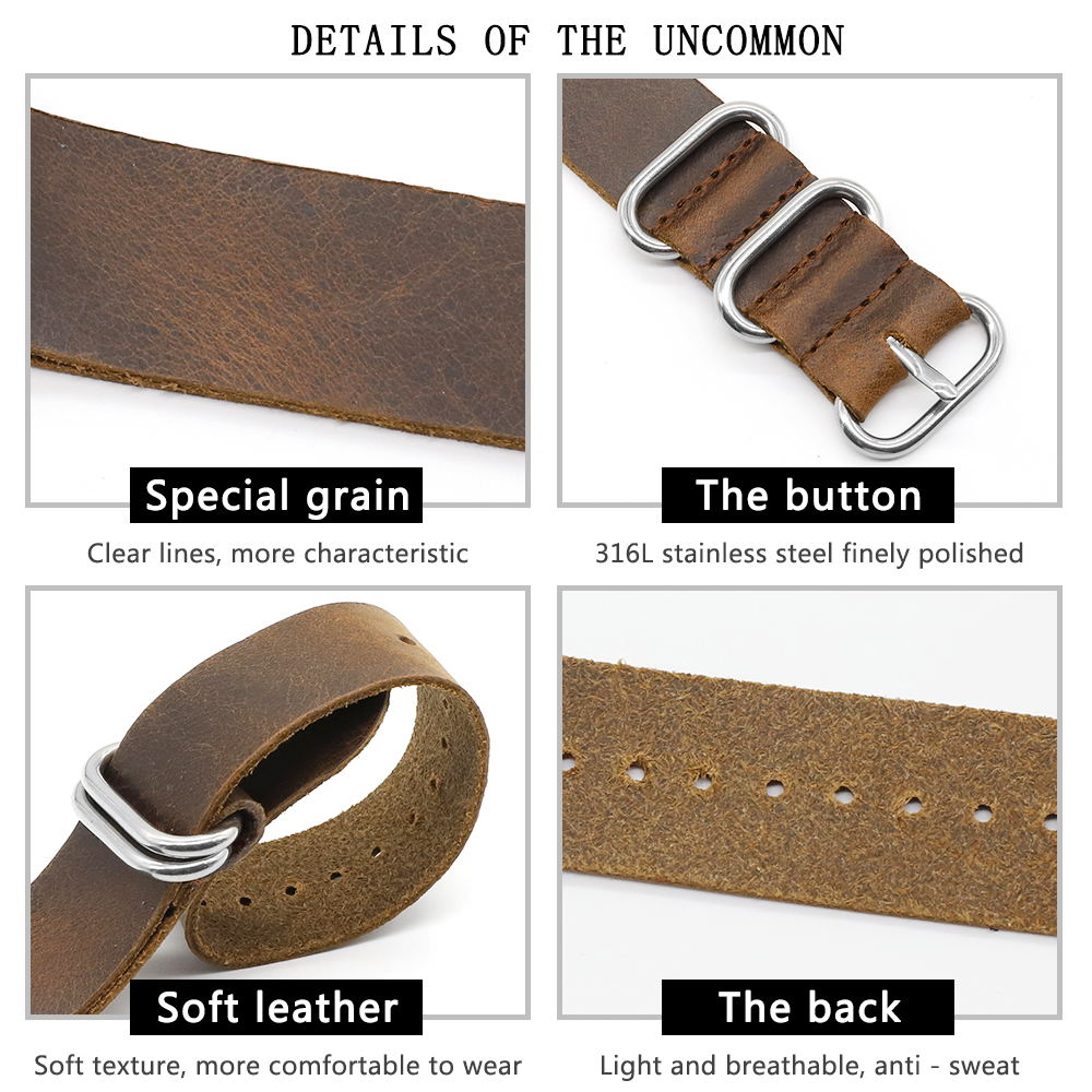 Genuine Leather Watch Band 18m - Nylon Nato Strap avis et prix