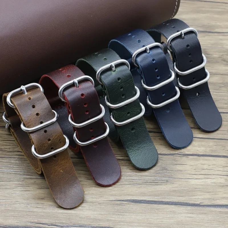 Vintage Genuine Leather Watch  - Nylon Nato Strap avis et prix