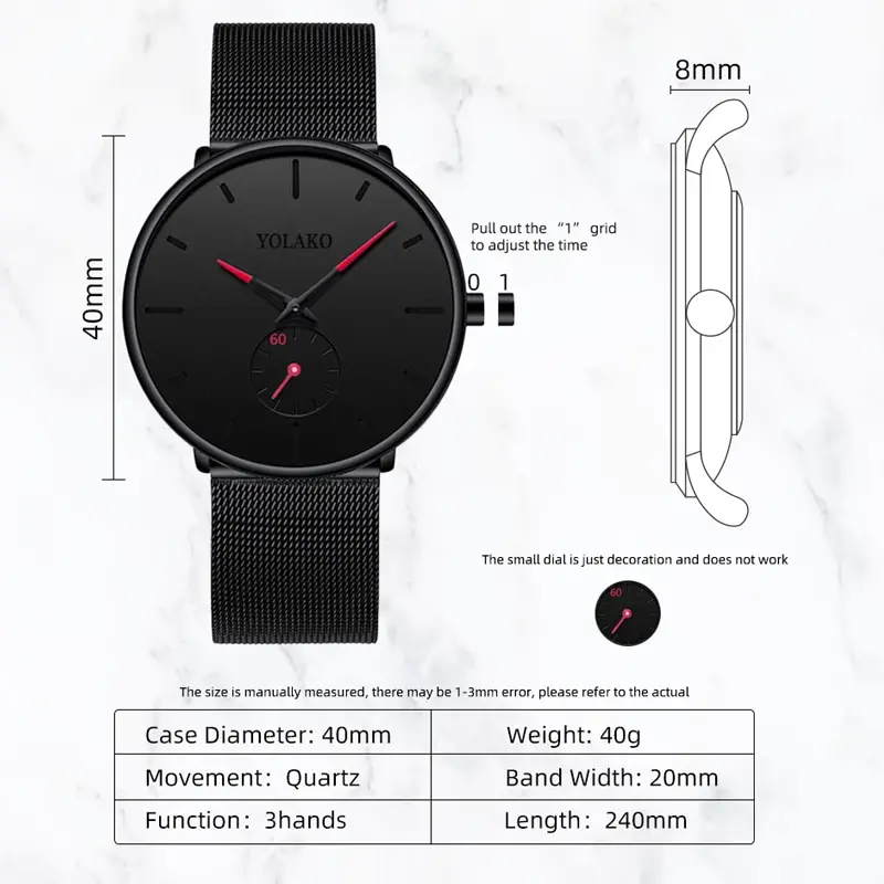YOLAKO Mens Fashion Minimalist - Stainless Mesh Band avis et prix