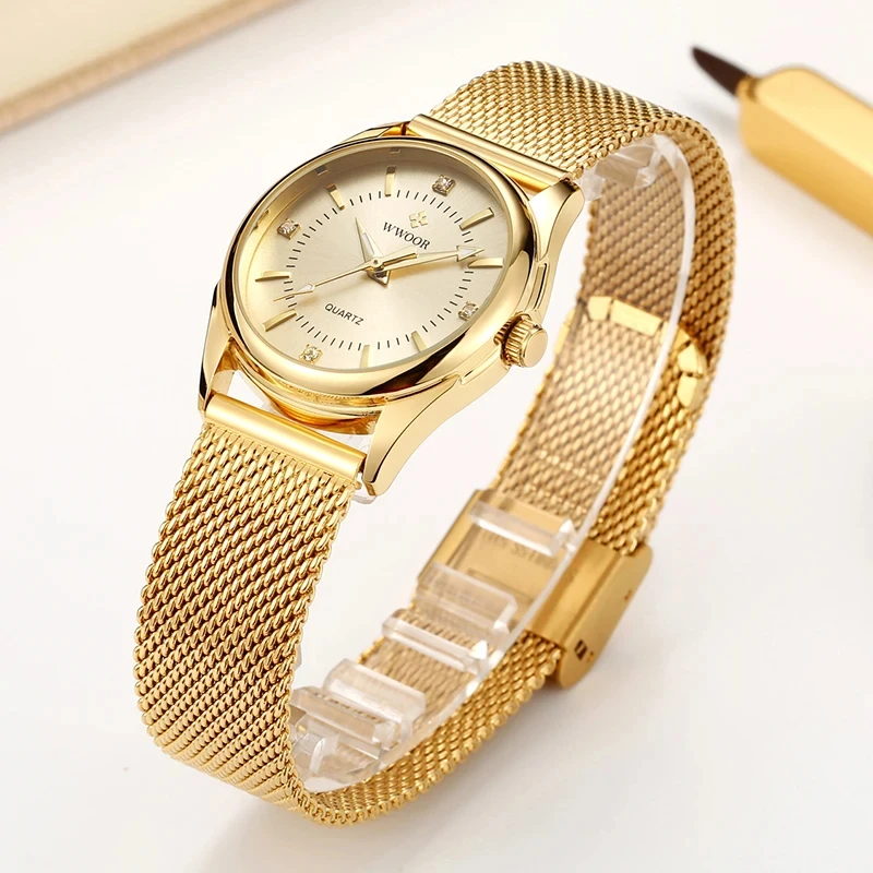WWOOR Luxury Brand Dress Gold  - Stainless Mesh Band avis et prix